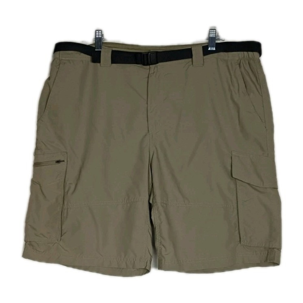 Columbia Shorts Men's 40x10 Beige Nylon Cargo Belted  Outdoor Hiking‎